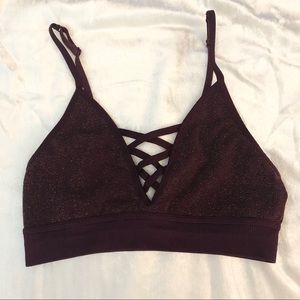 PINK VS Maroon Sparkle Bralette- Size Small- GUC